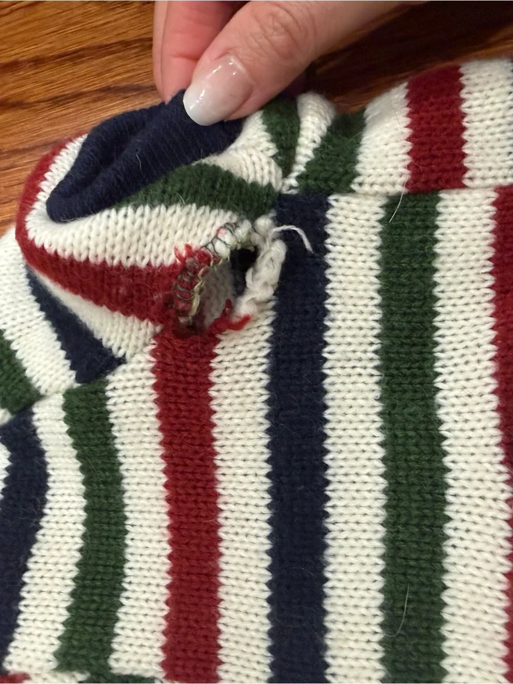 Pet Striped Knit Sweater with Bear Patch